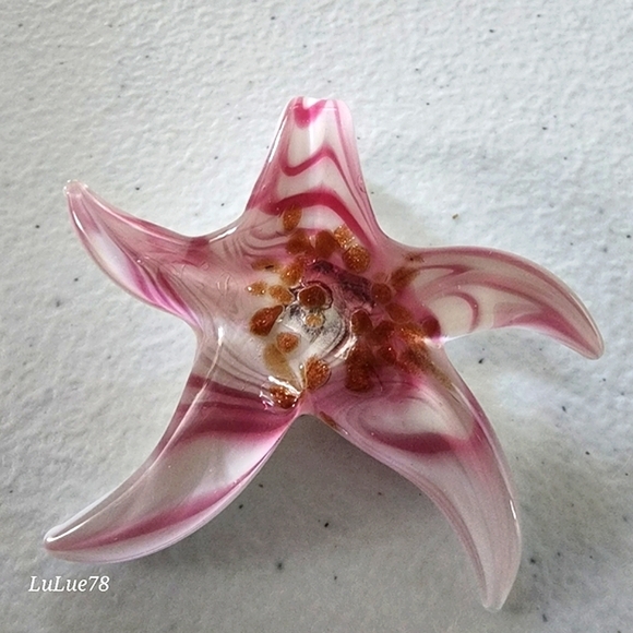 Jewelry - Pink and White Glass Starfish Pendant